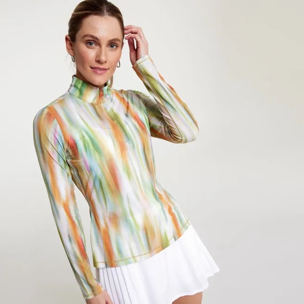 NWT Calia Golf Women’s Tissue Texture 1/4 Zip ‘Filtered Flora Multi’ Top~$74~XS